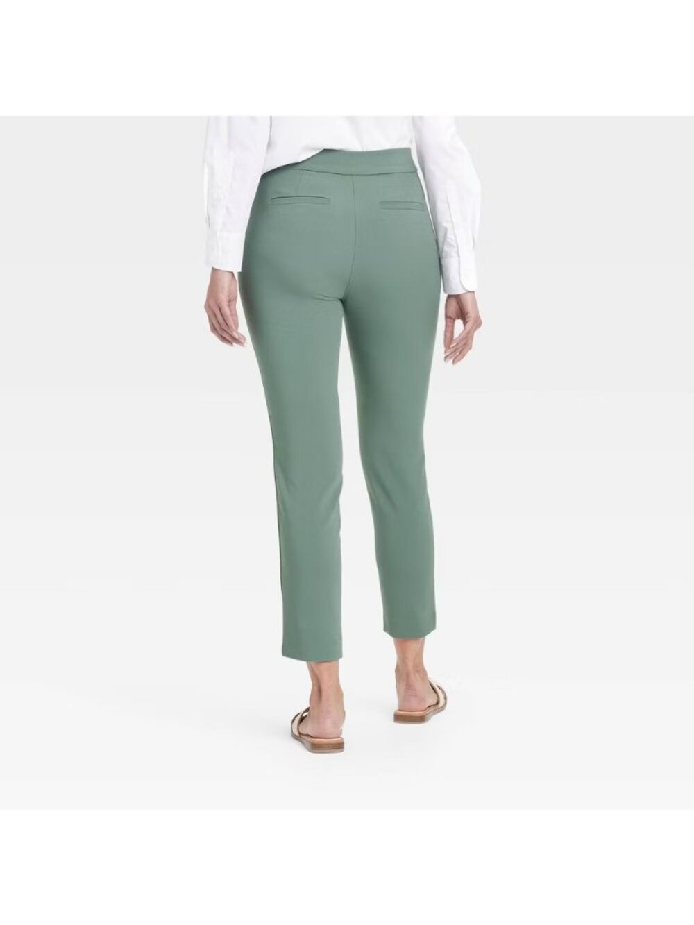 A New Day Olive Green High Rise Ankle Length Casual Dress Skinny Pants - Picture 2 of 6
